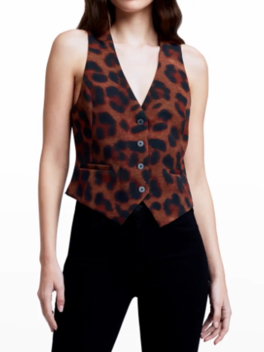LAGENCE Drina Vest Top in Leopard Print